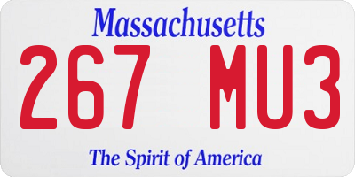 MA license plate 267MU3