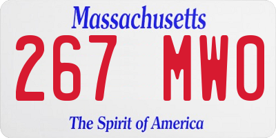 MA license plate 267MW0