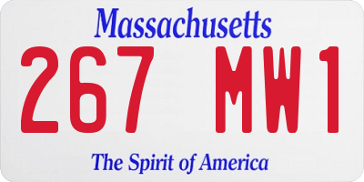 MA license plate 267MW1