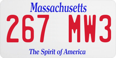 MA license plate 267MW3