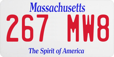 MA license plate 267MW8