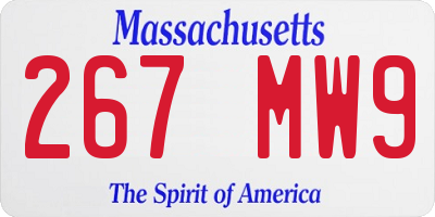 MA license plate 267MW9