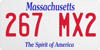 MA license plate 267MX2