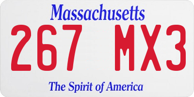MA license plate 267MX3