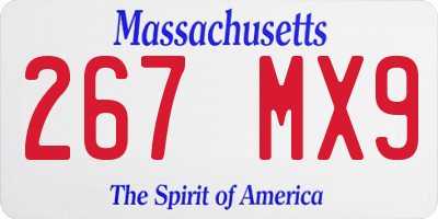 MA license plate 267MX9