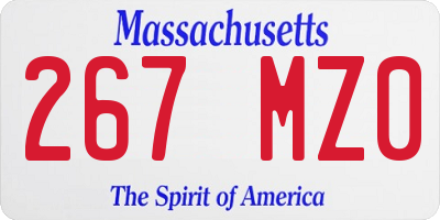 MA license plate 267MZ0