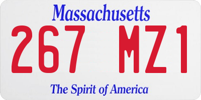 MA license plate 267MZ1