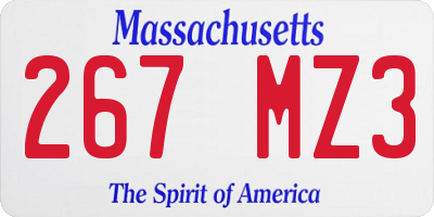 MA license plate 267MZ3