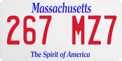 MA license plate 267MZ7