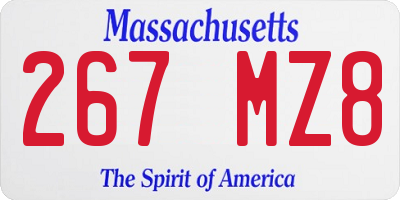 MA license plate 267MZ8