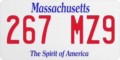 MA license plate 267MZ9