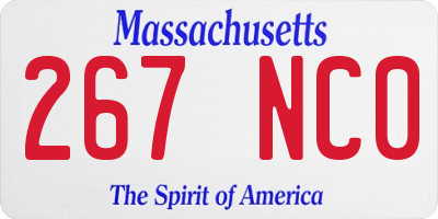 MA license plate 267NC0
