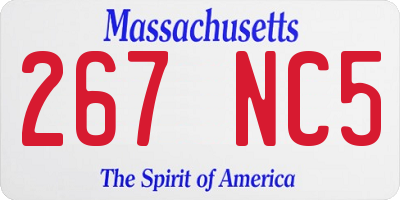 MA license plate 267NC5