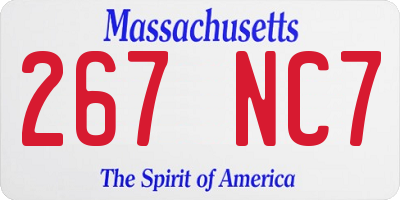 MA license plate 267NC7