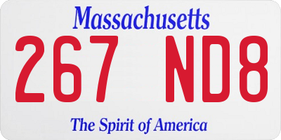 MA license plate 267ND8