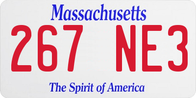 MA license plate 267NE3