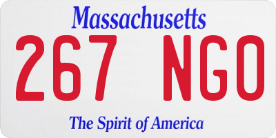 MA license plate 267NG0