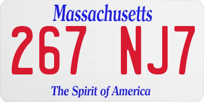 MA license plate 267NJ7