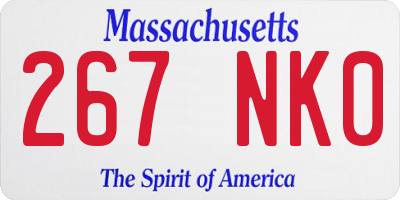 MA license plate 267NK0