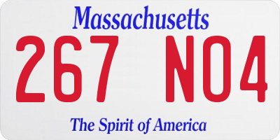 MA license plate 267NO4