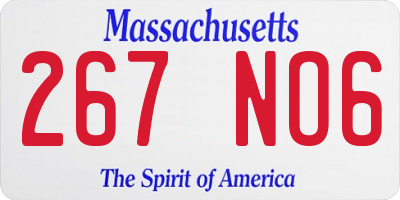 MA license plate 267NO6