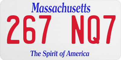 MA license plate 267NQ7
