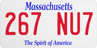 MA license plate 267NU7