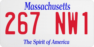 MA license plate 267NW1