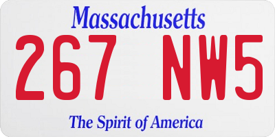 MA license plate 267NW5