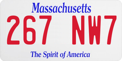 MA license plate 267NW7