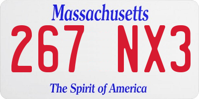 MA license plate 267NX3