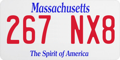 MA license plate 267NX8