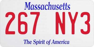 MA license plate 267NY3
