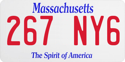 MA license plate 267NY6