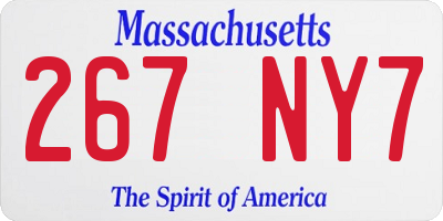 MA license plate 267NY7