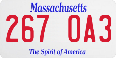 MA license plate 267OA3