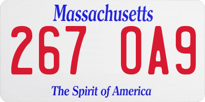 MA license plate 267OA9