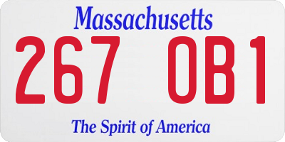 MA license plate 267OB1