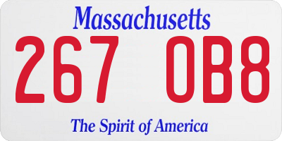 MA license plate 267OB8