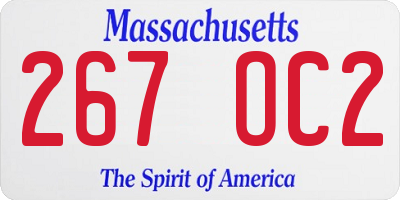 MA license plate 267OC2