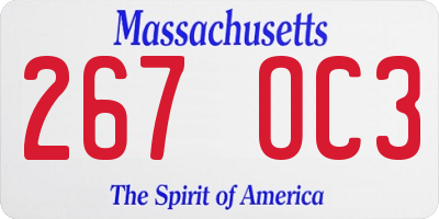 MA license plate 267OC3