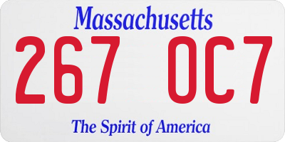 MA license plate 267OC7