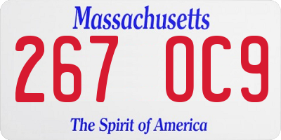 MA license plate 267OC9
