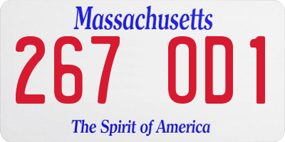 MA license plate 267OD1