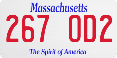 MA license plate 267OD2
