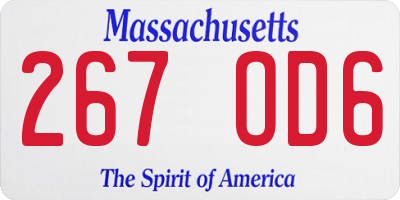 MA license plate 267OD6