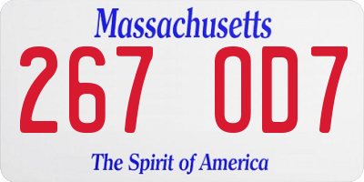 MA license plate 267OD7