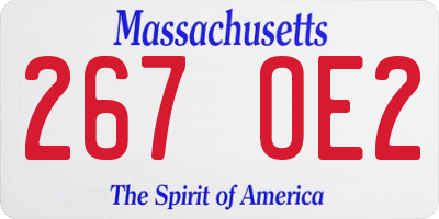 MA license plate 267OE2
