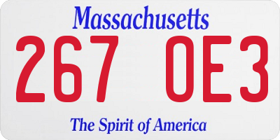 MA license plate 267OE3