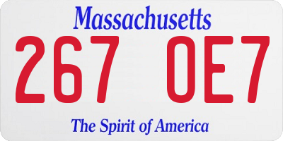 MA license plate 267OE7